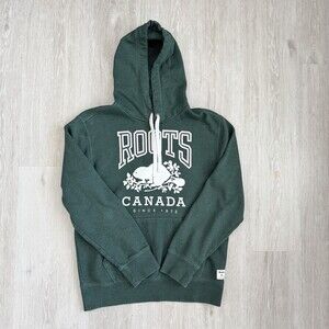Roots Canada Hoodie Classic Beaver Forest Green Size Women XS EUC